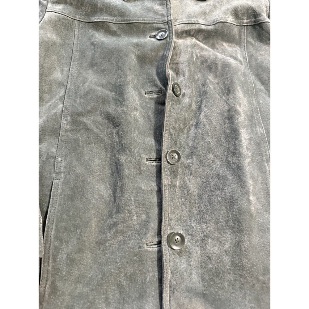 Vintage 90s Cherokee Sage Green Suede Leather Jacket Coat Men's Large Olive - Picture 4 of 5